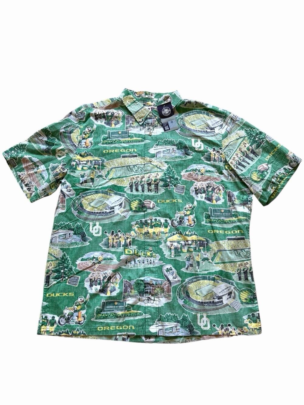 Reyn Spooner University of Oregon Scenic 100% Cotton Aloha Shirt Size 2XL NWT